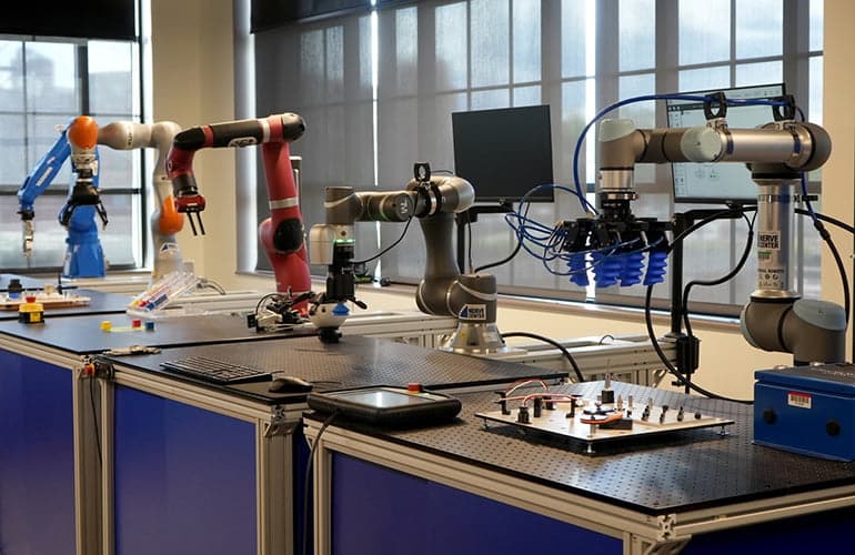 Robotic arms in the NERVE Center can perform a variety of tasks