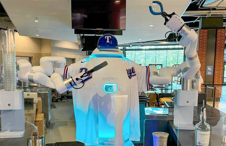 ADAM recently debuted at the Texas Rangers stadium to mix and serve drinks for fans