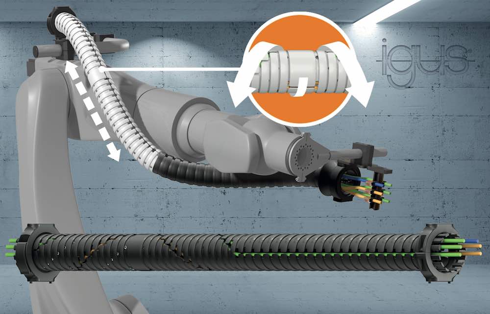 igus triflex TRX energy chain helps save space on robots