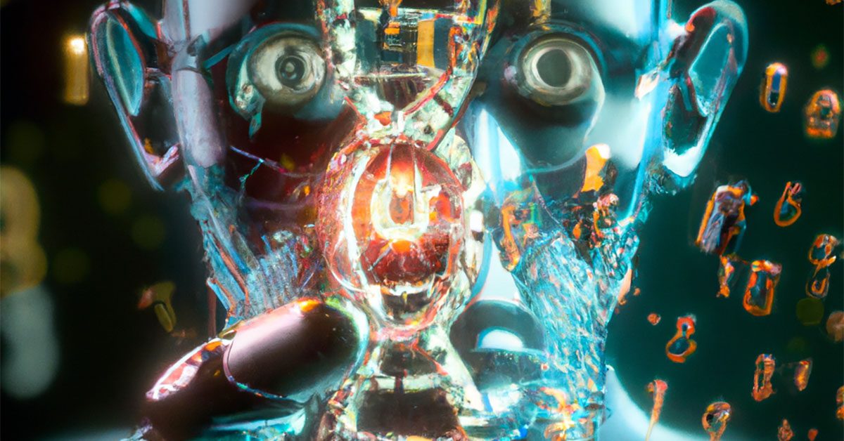 This image was generated by AI with a prompt for 3D art using a natural language interpretation of “artificial intelligence that detects mutations in the genome.”