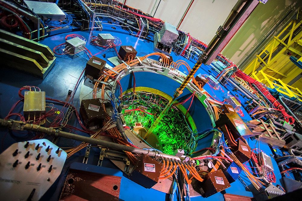 The house-size STAR detector at the Relativistic Heavy Ion Collider (RHIC) acts like a giant 3D digital camera to track particles emerging from particle collisions at the center of the detector.
