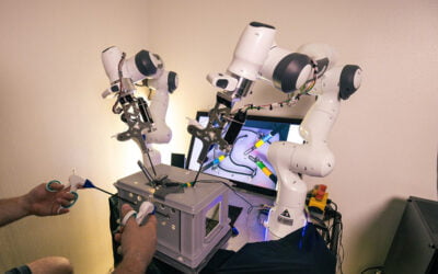 This system allows surgeons to perform surgery with four arms