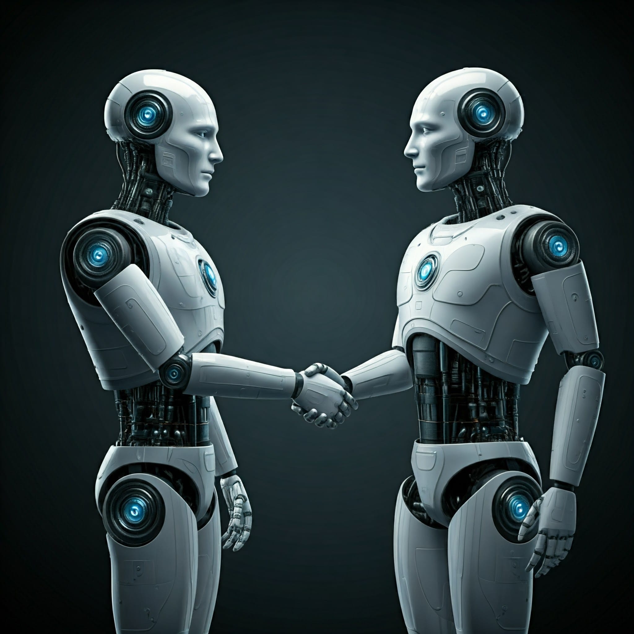 gemini generated robot humanoids shaking hands