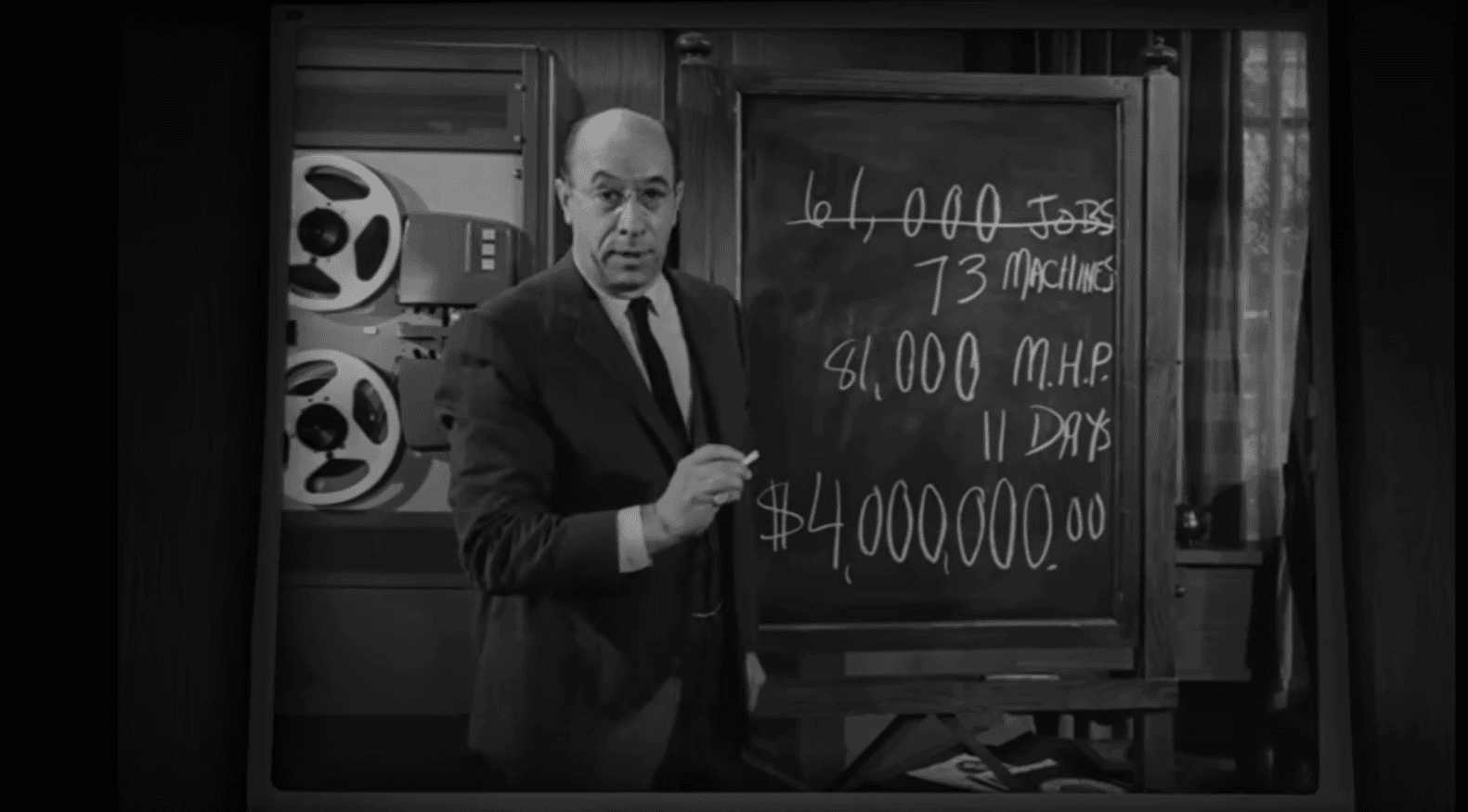 | PACE Engineering Recruiters Wallace V Whipple has a plan to replace workers with the X109B14 machine in the 1964 Twilight Zone episode The Brain Center